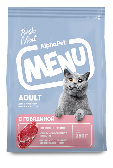 AlphaPet MENU (Альфапет Меню) с говядиной для кошек и котов