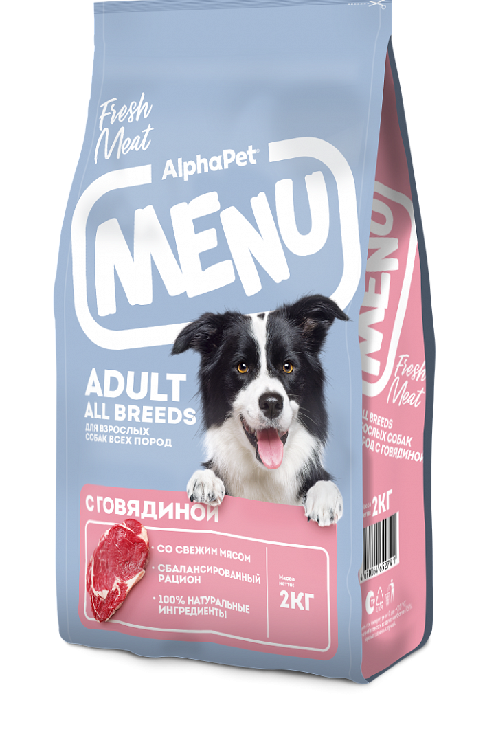 AlphaPet MENU (Альфапет Меню) с говядиной для взрослых собак всех пород