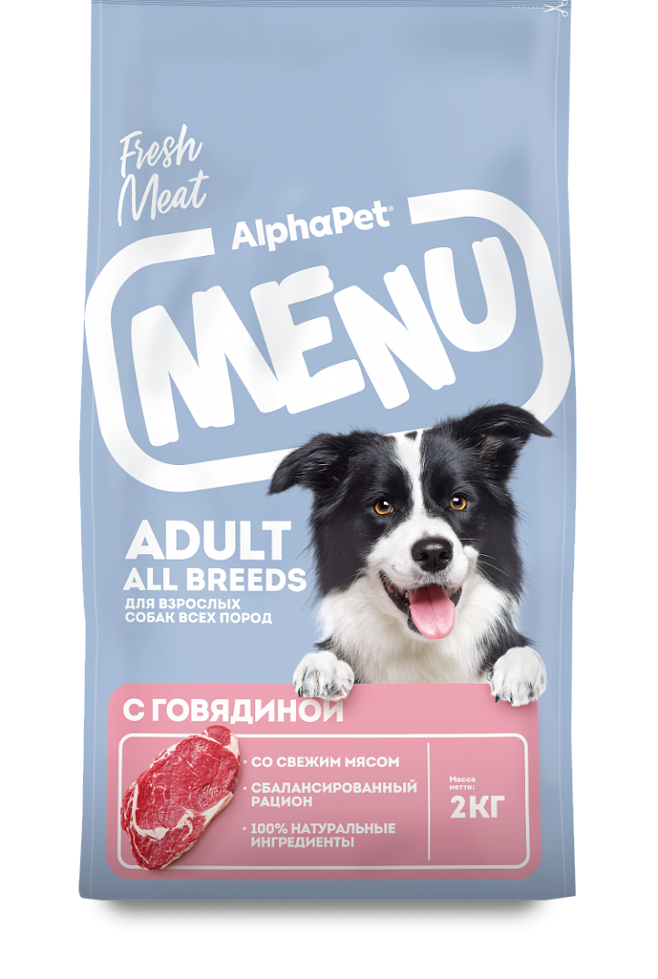 AlphaPet MENU (Альфапет Меню) с говядиной для взрослых собак всех пород