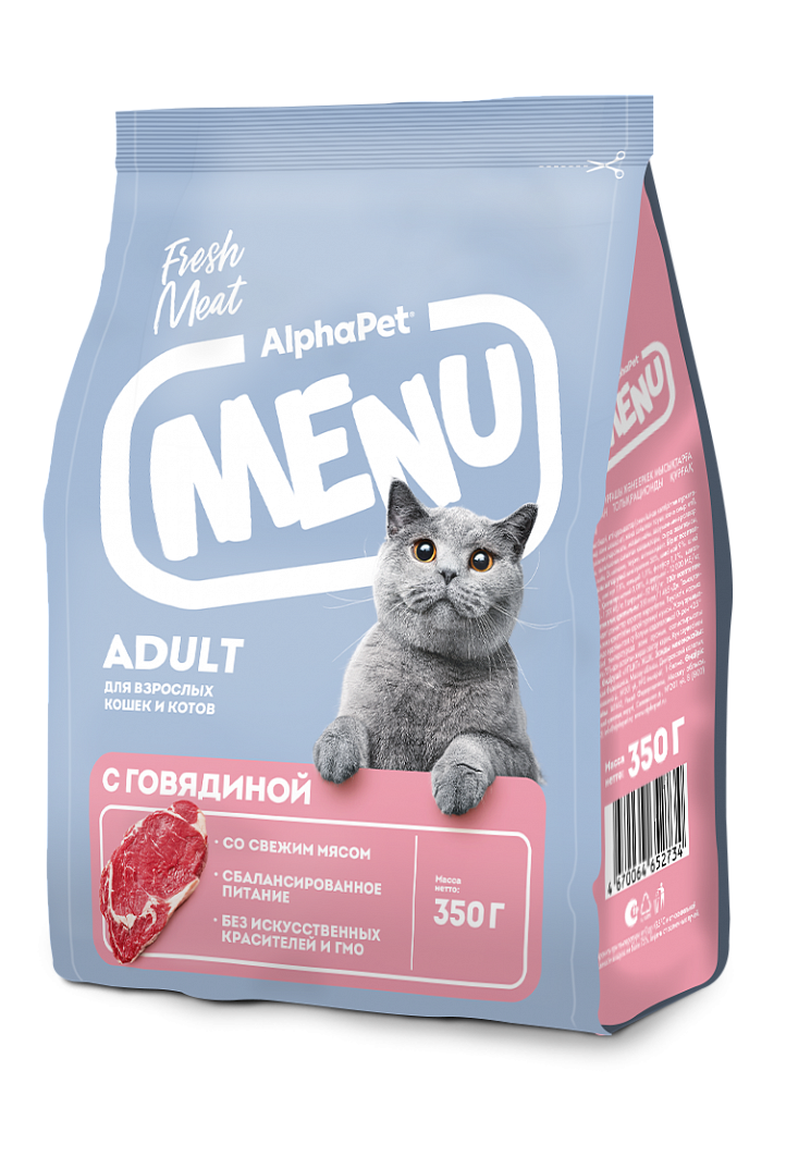 AlphaPet MENU (Альфапет Меню) с говядиной для кошек и котов
